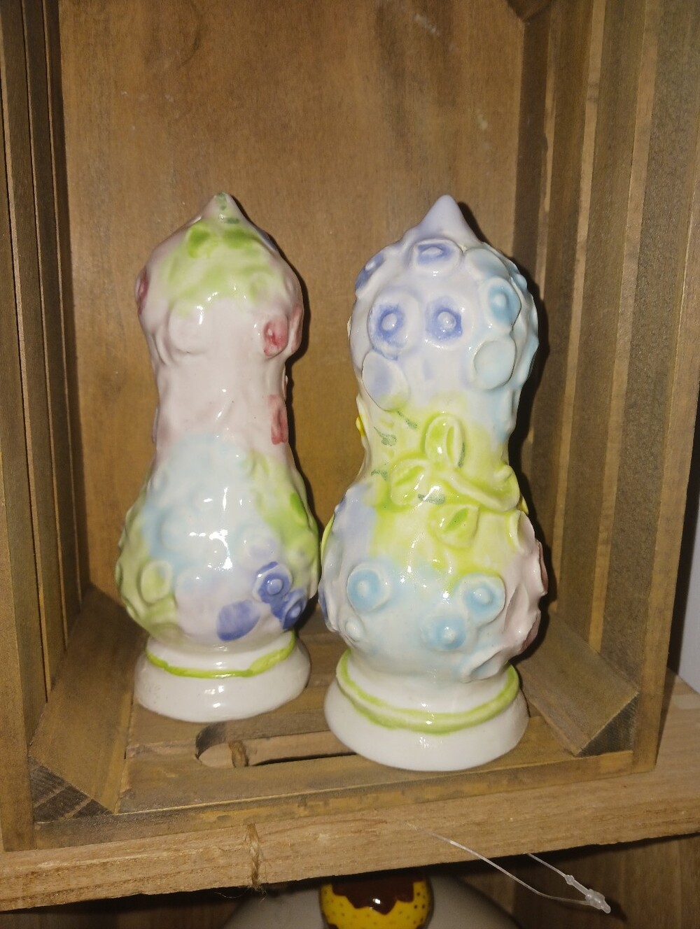 Hand-Painted Ceramic Salt and Pepper Shakers in Pastel Multi-Color
